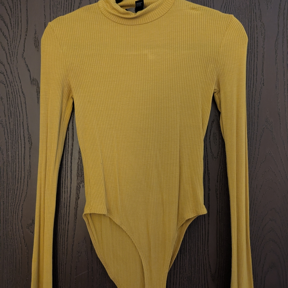 Ribbed Mustard Long Sleeve Bodysuit